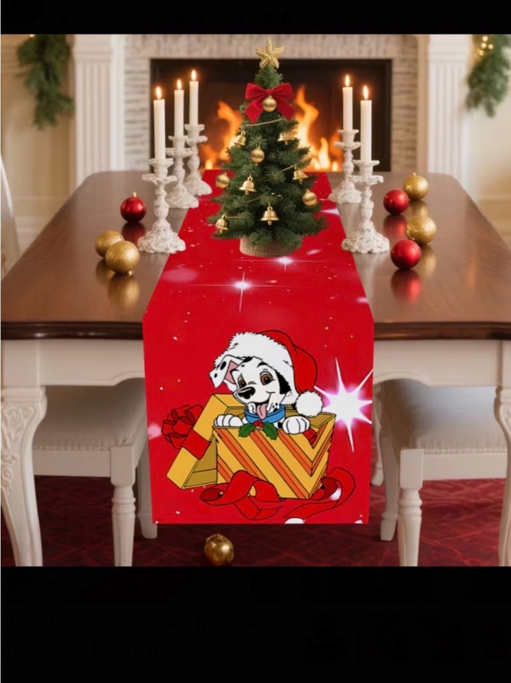 101 Dalmatians Christmas Table Runner